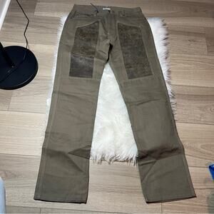 SENSO UNICO W36 Stylish Olive Green Pants with Unique Patches